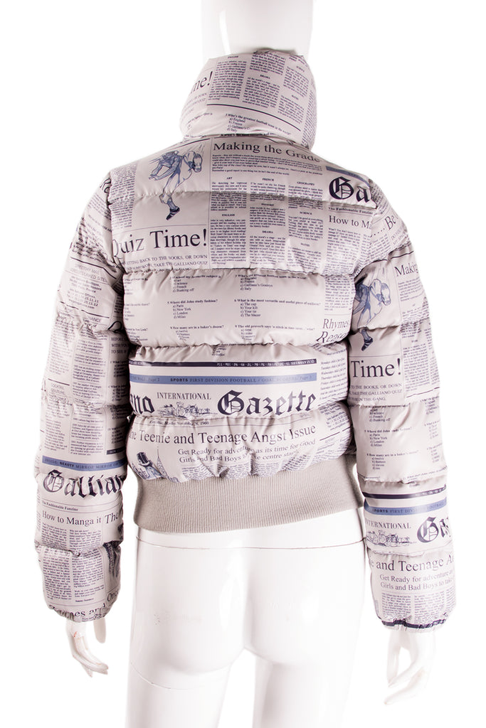 John Galliano Newspaper Print Puffer Jacket - irvrsbl