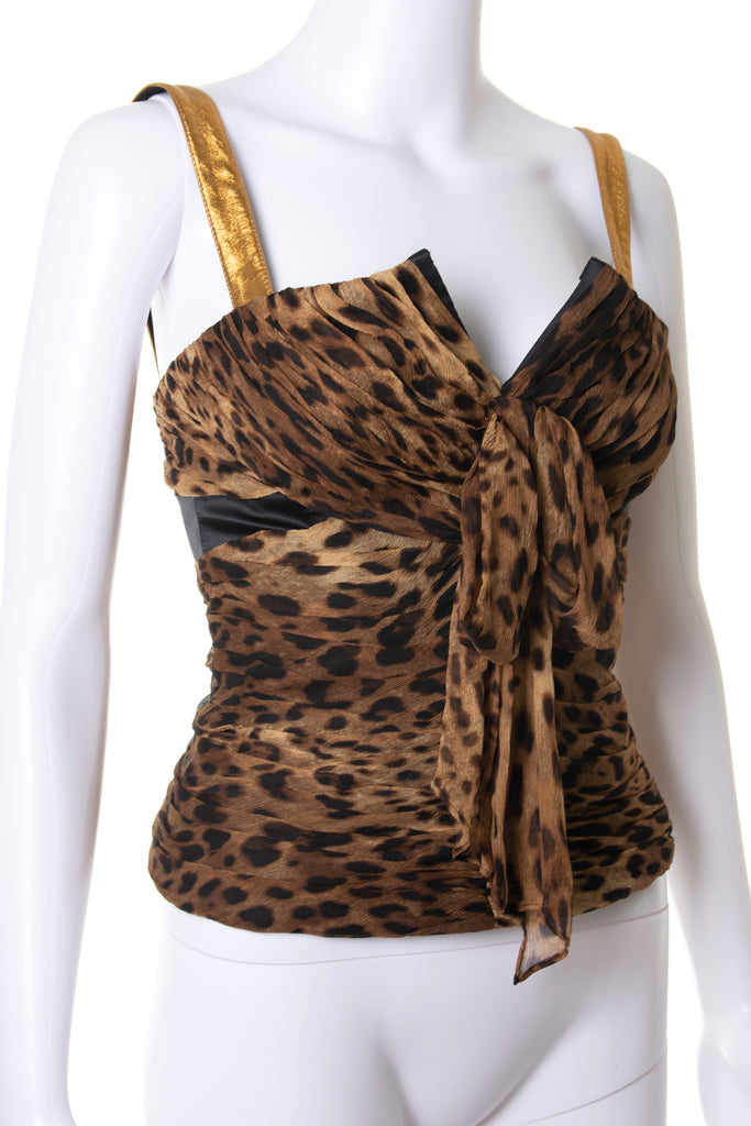 Dolce and Gabbana Leopard Silk Bustier Top - irvrsbl