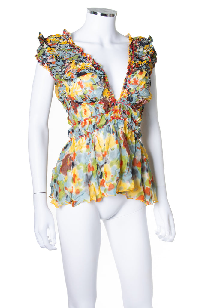 Jean Paul Gaultier Ruched Floral Top - irvrsbl