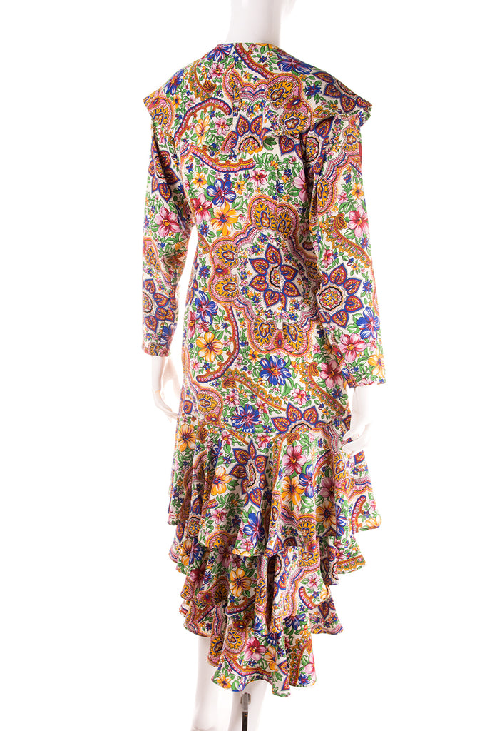 Norma Kamali Paisley Ruffle Dress - irvrsbl