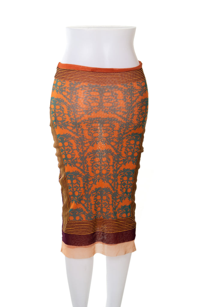Jean Paul Gaultier Tribal Print Mesh Skirt - irvrsbl