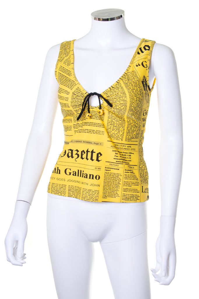 John Galliano Gazette Top in Yellow - irvrsbl