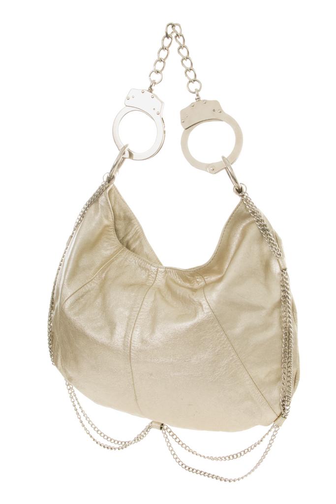 Cuffz by Linz Oversized Handcuff Bag in Gold - irvrsbl