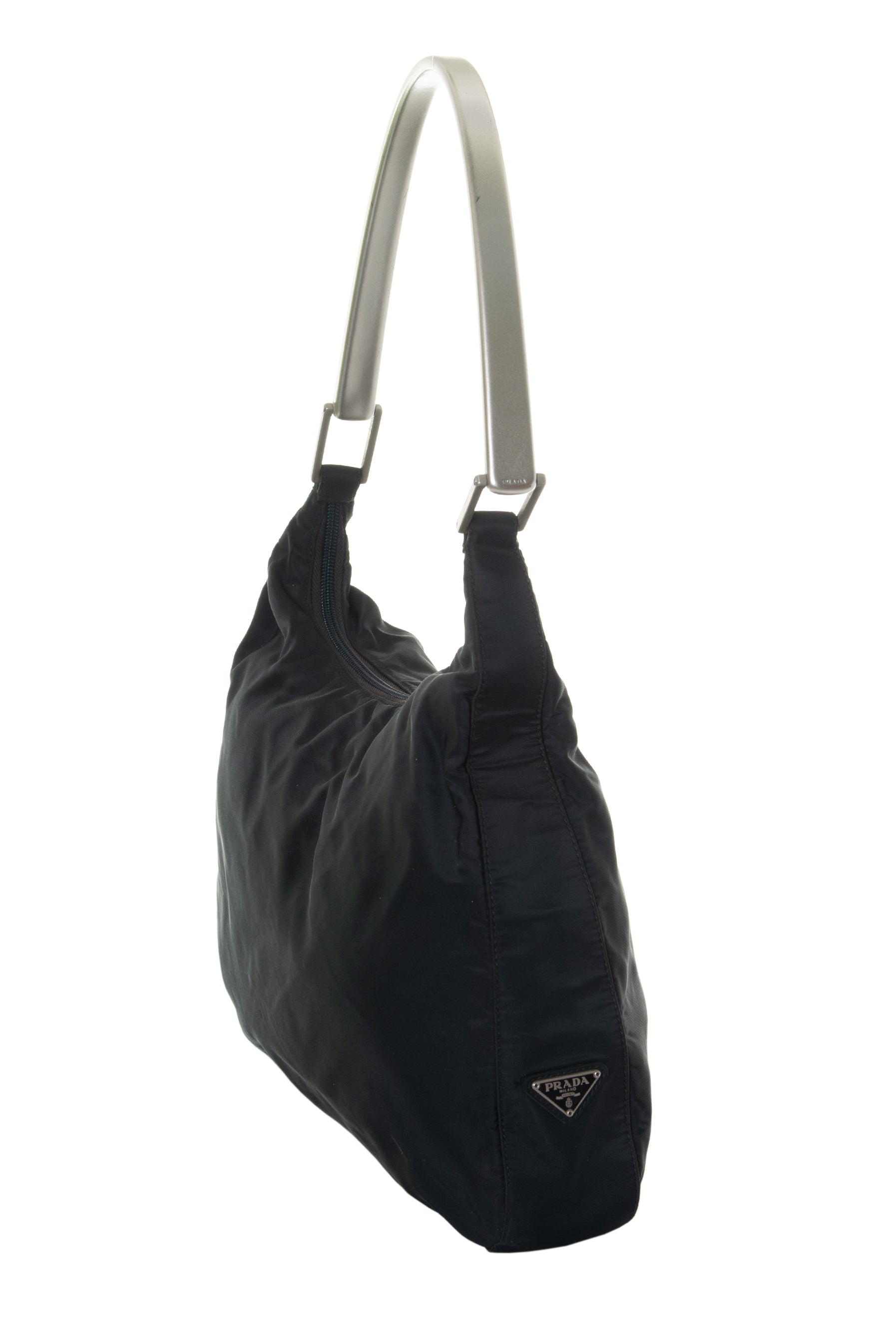 Buy PRADA / Prada □Semi-shoulder bag metal handle nylon moss