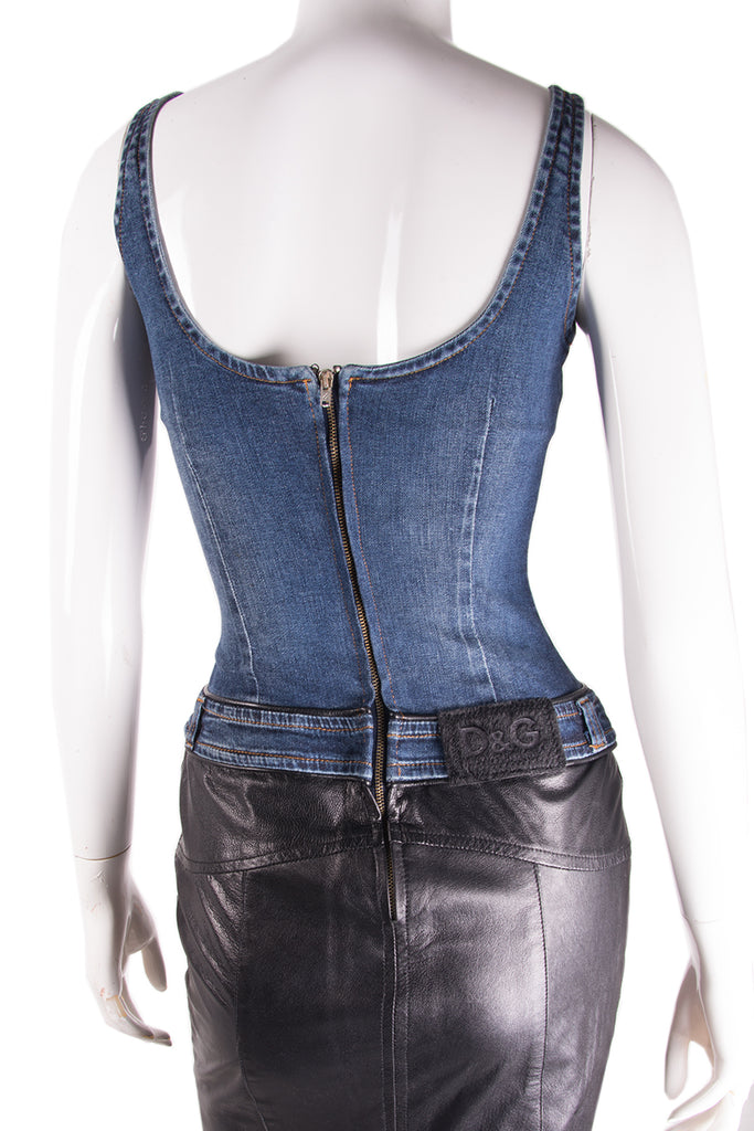 Dolce and Gabbana Denim and PVC Lace up Dress - irvrsbl