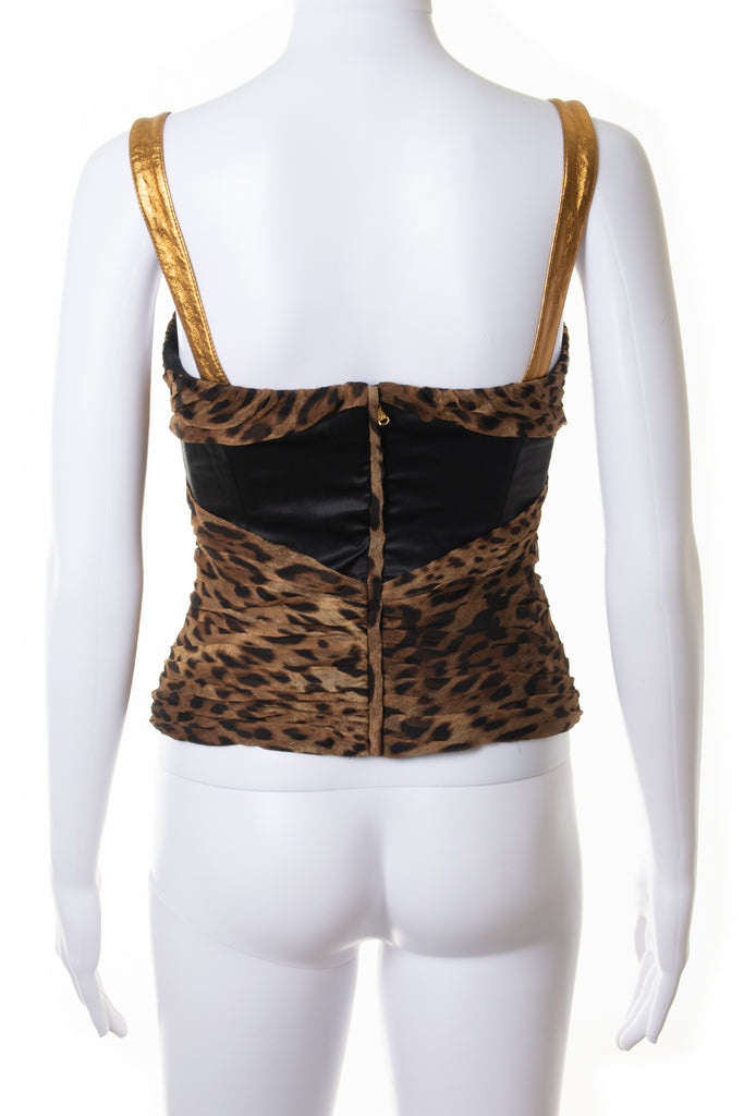 Dolce and Gabbana Leopard Silk Bustier Top - irvrsbl