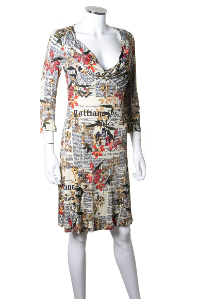 John Galliano Newspaper Print Dress - irvrsbl