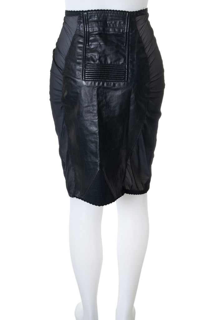 Jean Paul Gaultier Leather Sheer Panel Skirt - irvrsbl