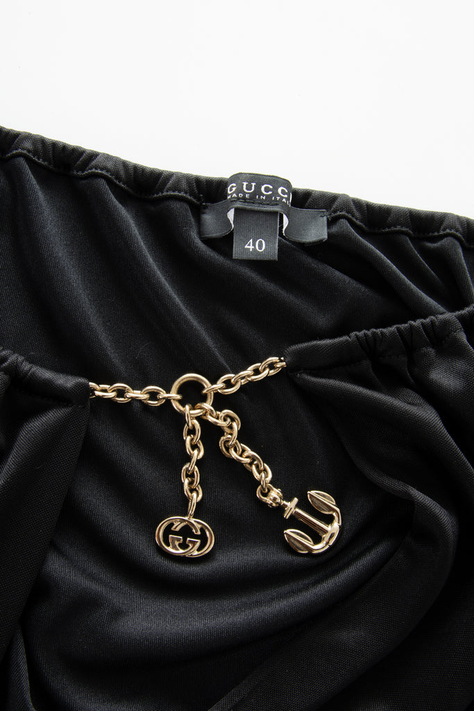 Gucci Plunging Black Top with Chain Detail - irvrsbl