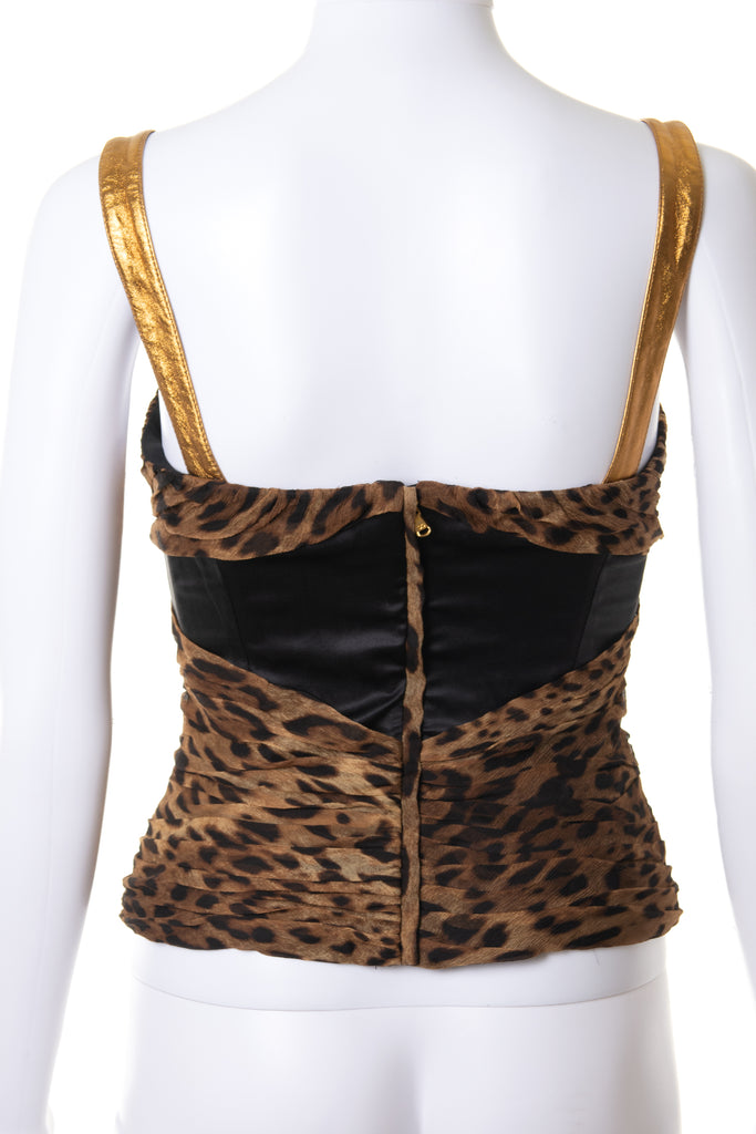 Dolce and Gabbana Leopard Silk Bustier Top - irvrsbl