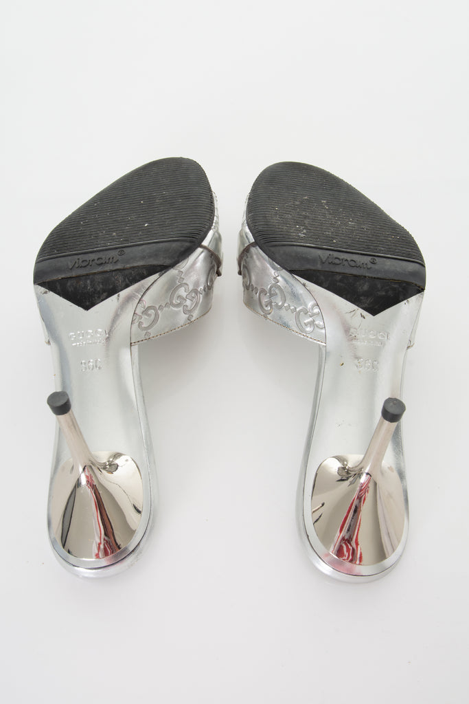 Gucci Chrome Monogram Heels 36 - irvrsbl