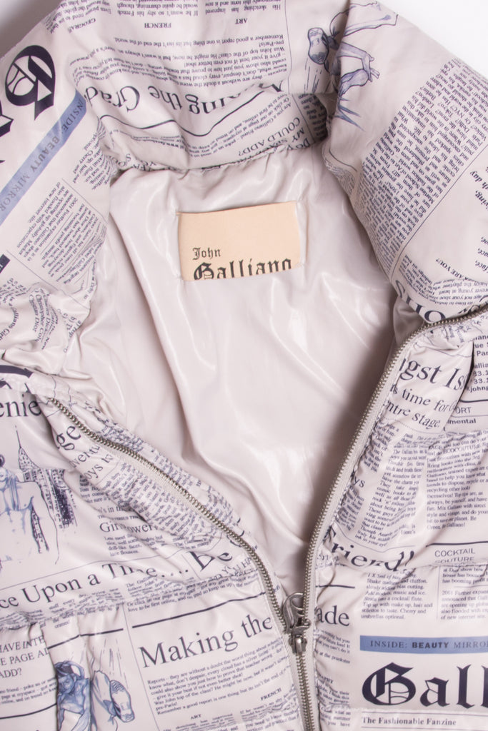 John Galliano Newspaper Print Puffer Jacket - irvrsbl