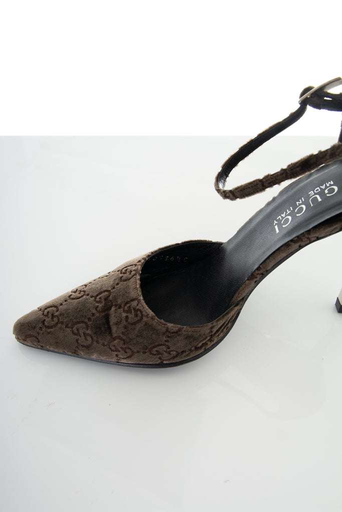 Gucci Tom Ford Velvet Monogram Heels - irvrsbl