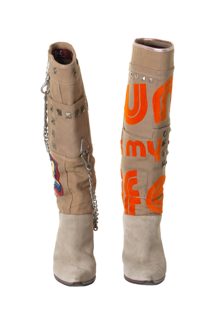 Dolce and Gabbana Knee High Studded Boots 37 - irvrsbl