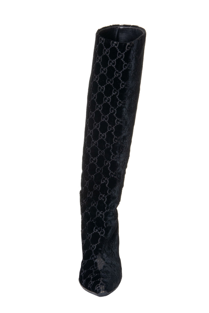 Gucci Tom Ford Velvet Monogram Boots 37 - irvrsbl
