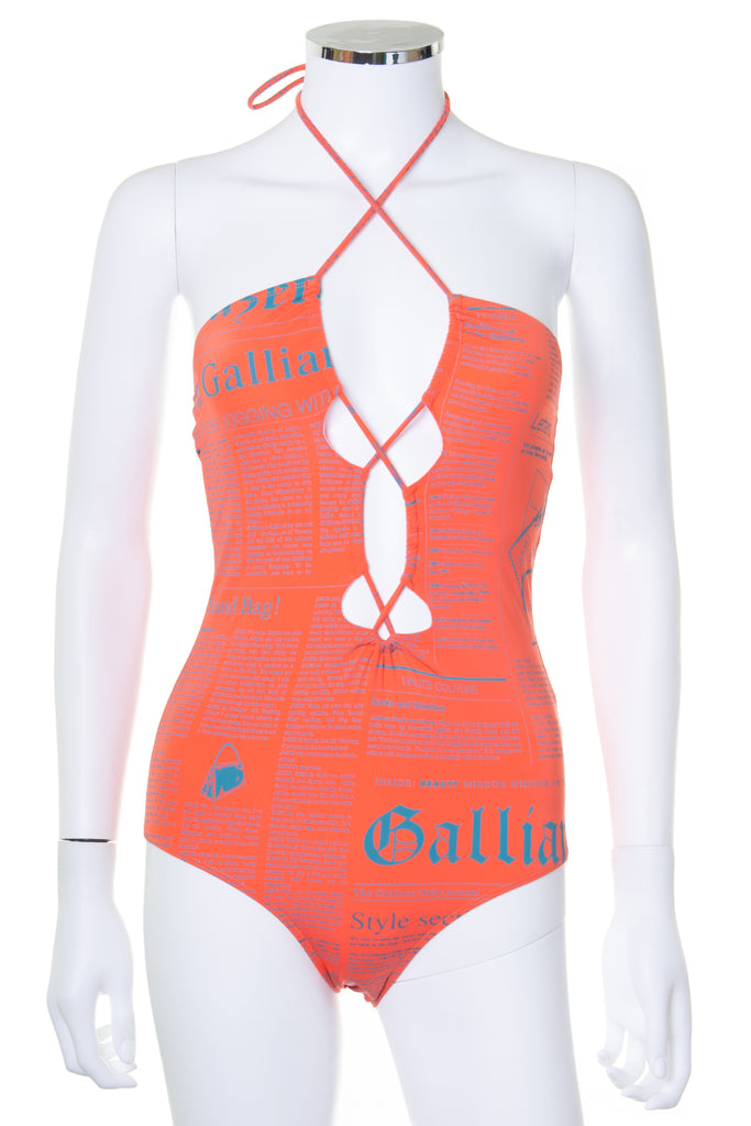 John Galliano Newspaper Print Swimsuit - irvrsbl