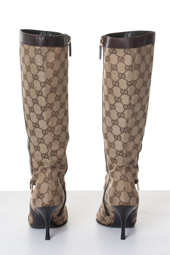 Gucci Pointed Toe Monogram Boots - irvrsbl