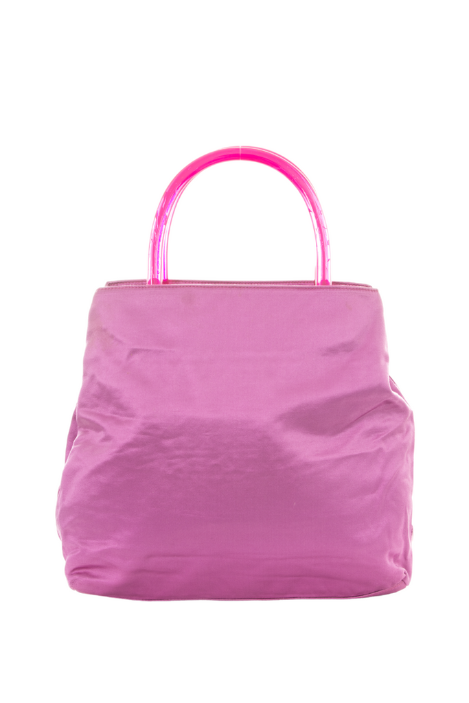 PradaSatin Bag with Clear Handle- irvrsbl