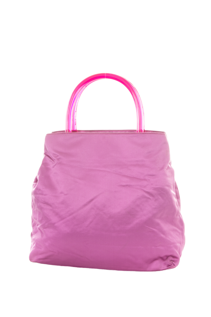 PradaSatin Bag with Clear Handle- irvrsbl