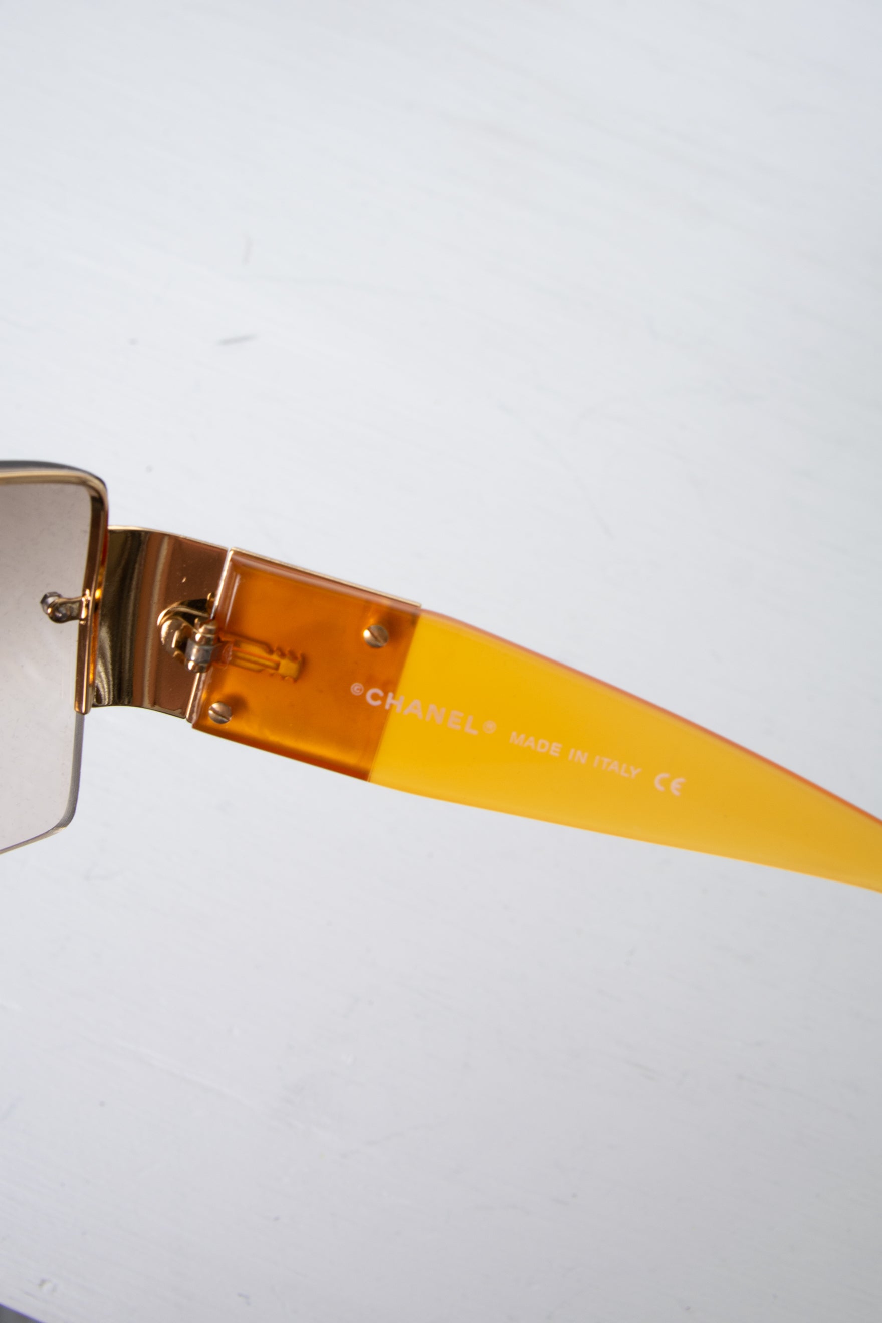 CHANEL, Accessories, Rare Vintage Chanel Rimless Swarovski Brown Gold  Sunglasses 44 B