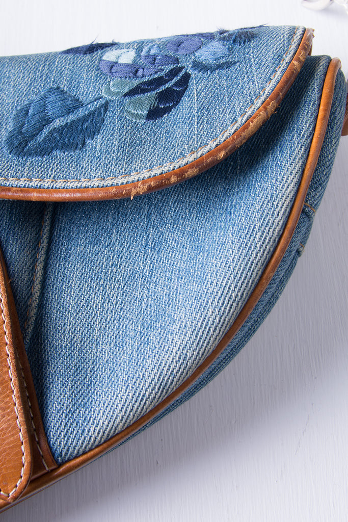 Christian Dior Embroidered Denim Saddle Bag - irvrsbl