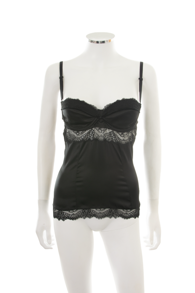 Dolce and Gabbana Satin Bustier Top with Bow - irvrsbl