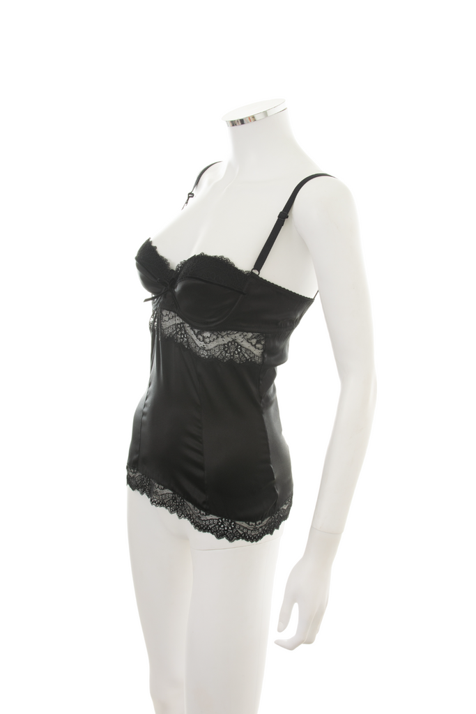Dolce and Gabbana Satin Bustier Top with Bow - irvrsbl