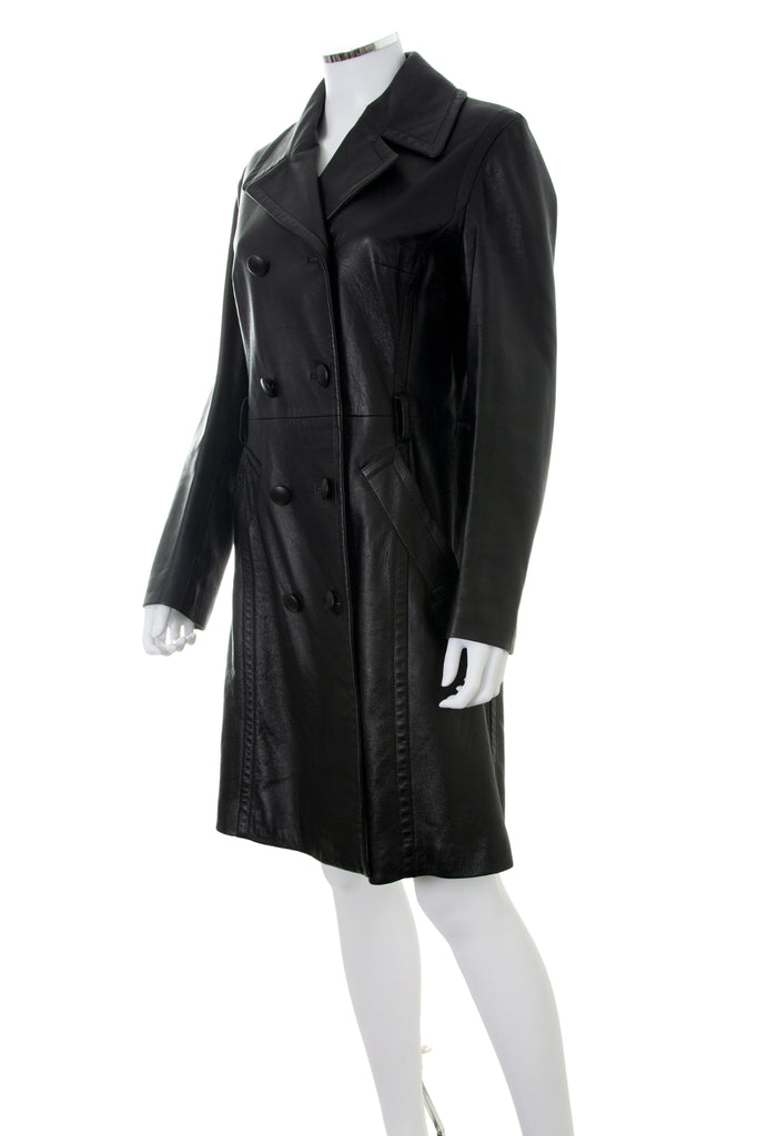 Dolce and GabbanaBlack Leather Trench Coat- irvrsbl