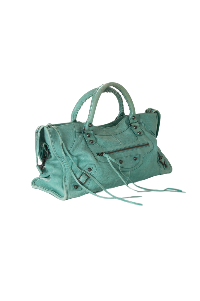 BalenciagaMotorcycle Bag in Turquoise- irvrsbl